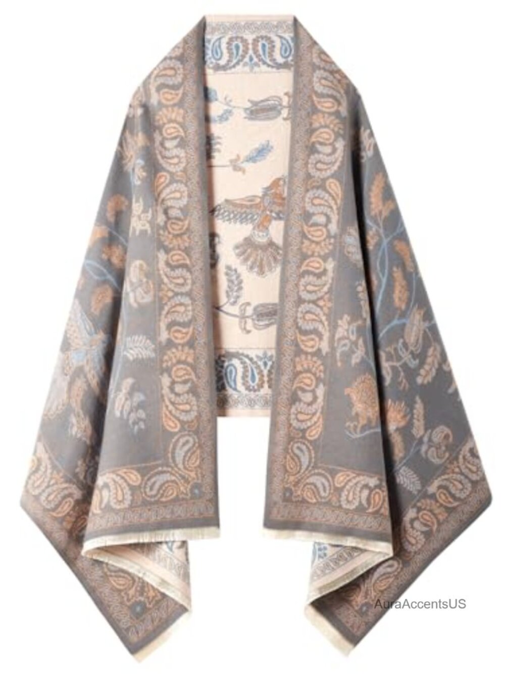 Womens Boho Reversible Pashmina Shawl Wrap 100% Acrylic Oversized